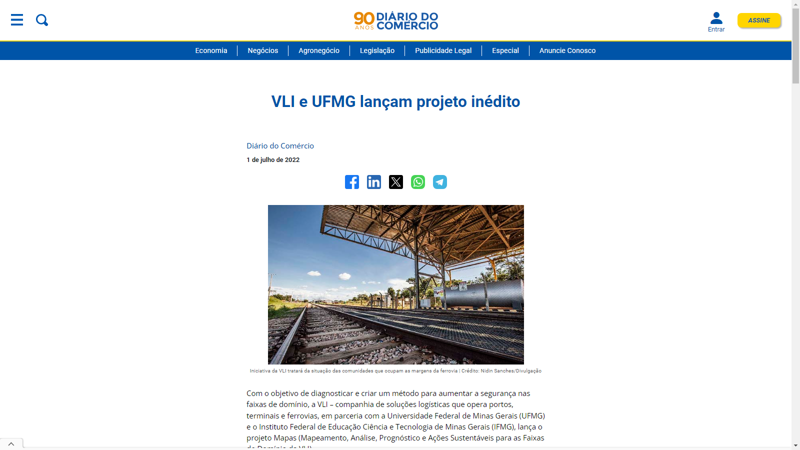 VLI e UFMG lançam projeto inédito