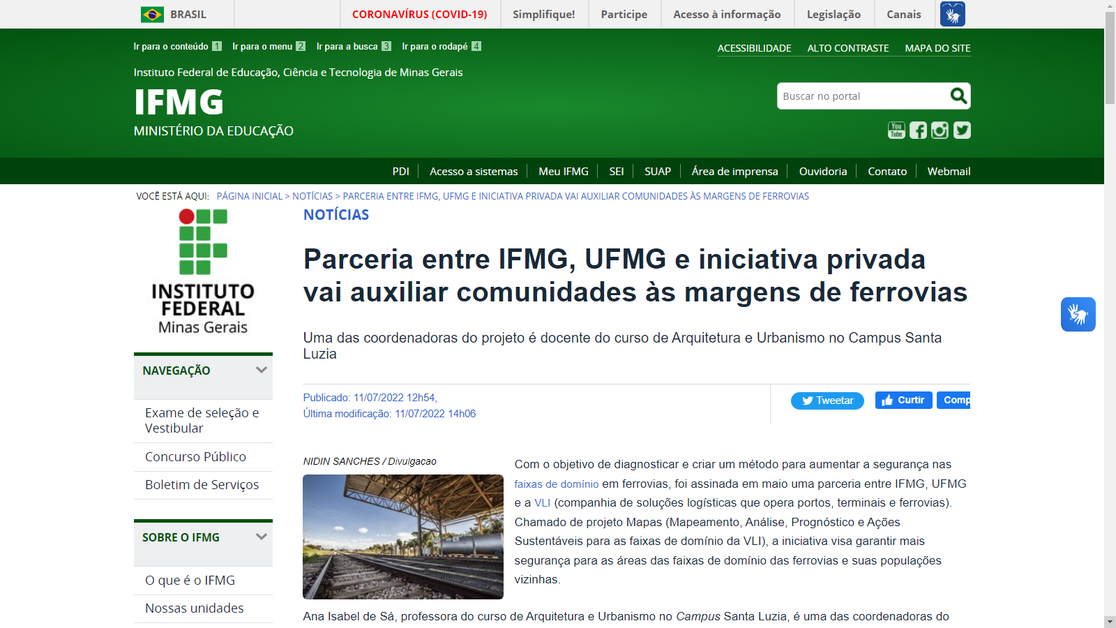 Parceria entre IFMG, UFMG e iniciativa privada vai auxiliar comunidades às margens de ferrovias