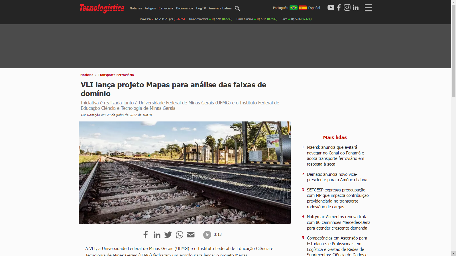 VLI lança projeto Mapas para análise das faixas de domínio